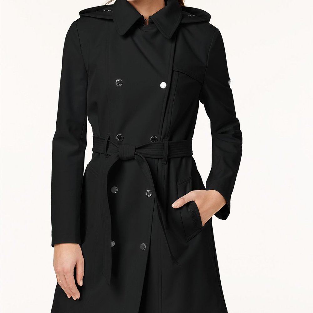 NWT Medium Calvin Klein Trench Coat removable hood